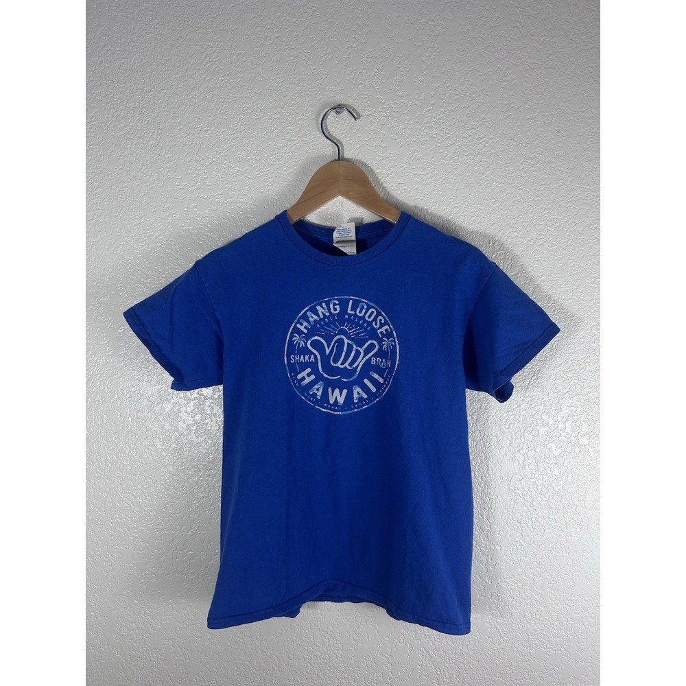 Hang Loose Hawaii Shaka Graphic T-Shirt Blue Delta Pro Weight Men's Large